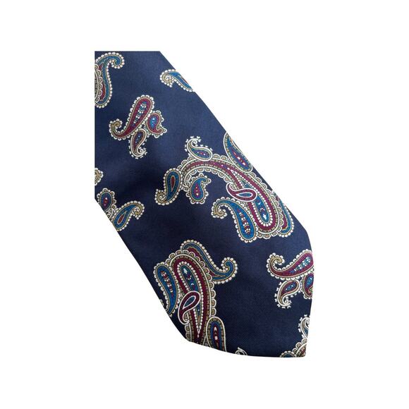 Vintage Harve Bernard Navy Blue Paisley Silk Necktie - Picture 3 of 4